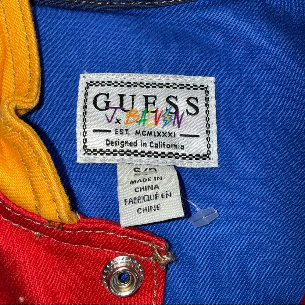 GUESS x J BALVIN Colorblocked Denim Vest vintage small - Picture 8 of 8